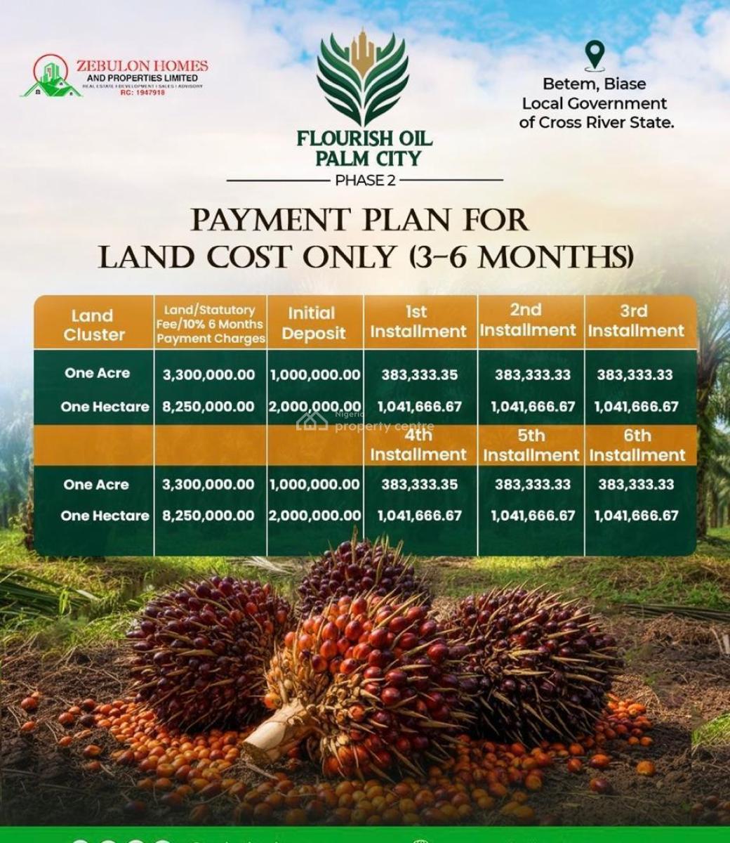 Oil Palm City with High Returns on Investment, Flourish Oil Palm City Located at Betem Biase Local Government, Biase, Cross River, Commercial Land for Sale