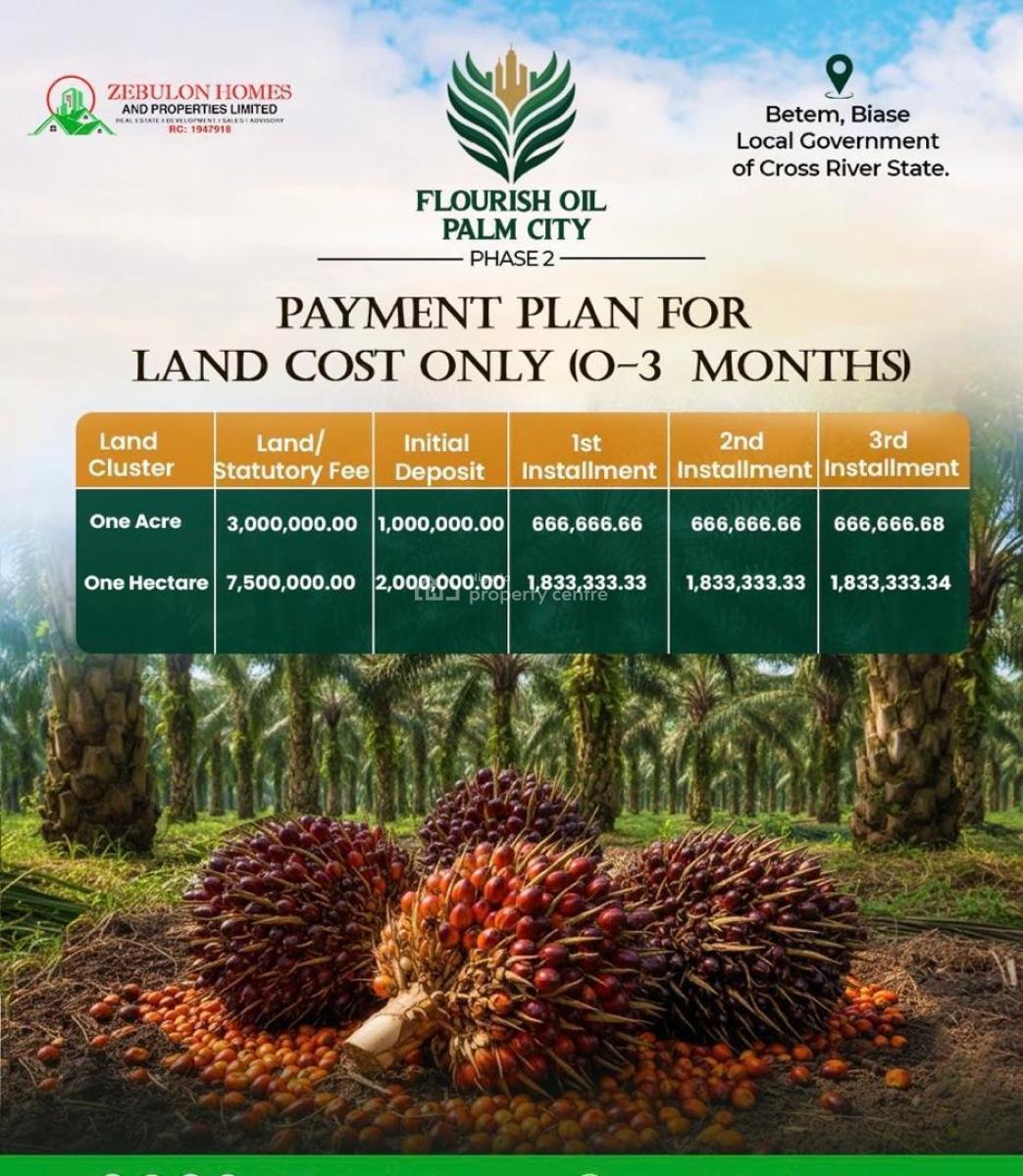 Oil Palm City with High Returns on Investment, Flourish Oil Palm City Located at Betem Biase Local Government, Biase, Cross River, Commercial Land for Sale