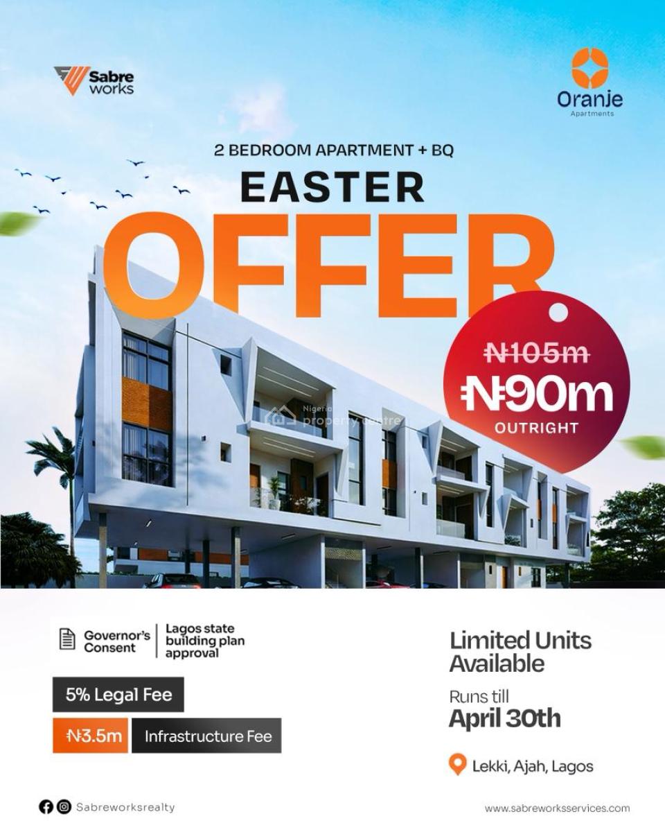 2 Bedroom Apartment, Oranje Apartment Lekki, Ajah, Lagos, Block of Flats for Sale