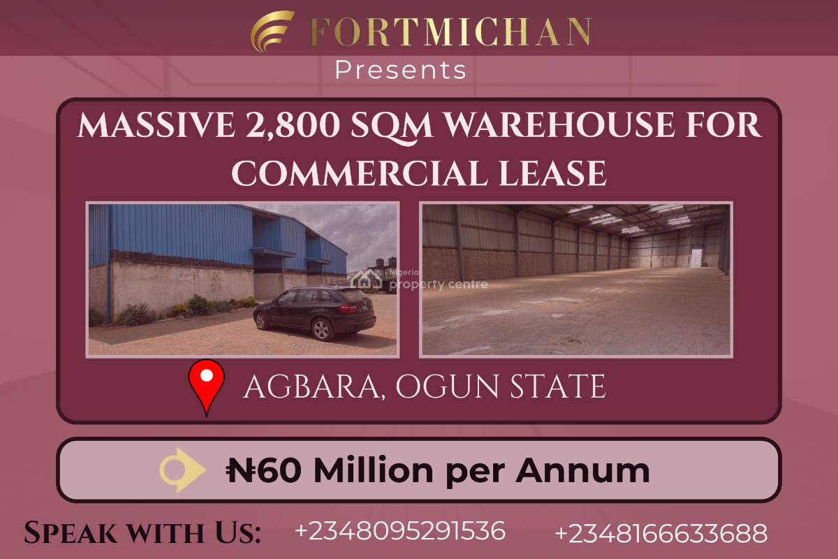 Massive 2,800 Sqm Warehouse, Opic Industrial Estate, Agbara, Agbara-igbesa, Lagos, Warehouse for Rent