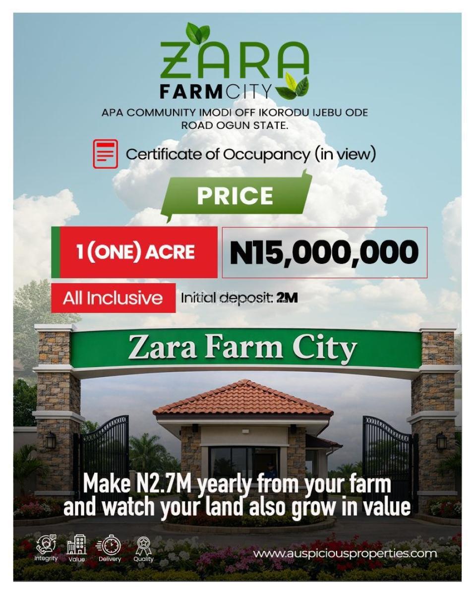 Invest in Zara Farm City, Welcome to *zara Farm City, Where Agriculture Meets Smart Real Estat, Km 46, Ogun, Commercial Land for Sale