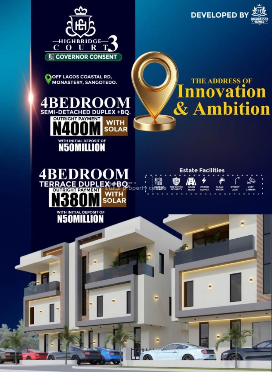 Highbridge Court 3, Monastery Road, Sangotedo, Ajah, Lagos, Semi-detached Duplex for Sale