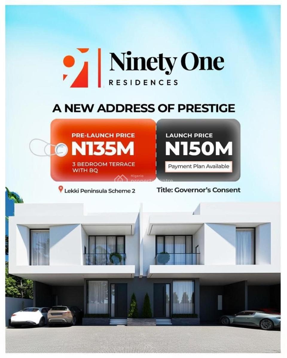 Luxury 3 Bedroom Terrace House with Boys Quarter, Lekki Peninsula Scheme 2, Ninety One Residences, Lekki, Lagos, Terraced Duplex for Sale