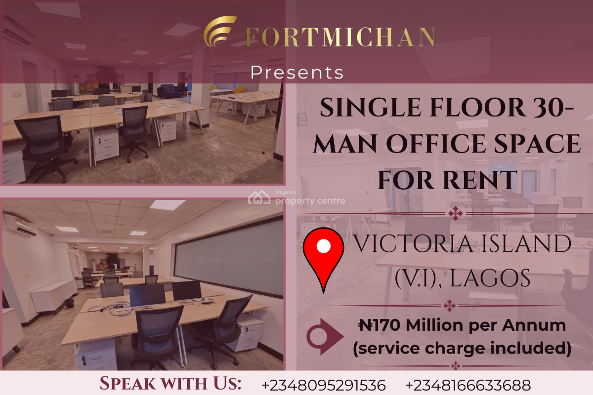 Single Floor 30-man Office Space, Victoria Island (vi), Lagos, Office Space for Rent