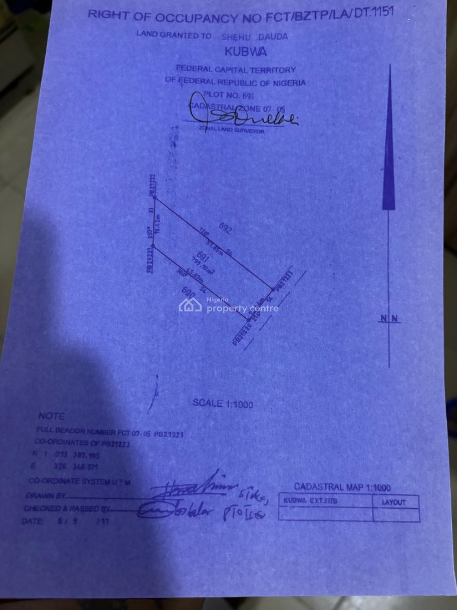 1100sqm Residential Land, Cadastral Zone, Kubwa, Abuja, Residential Land for Sale