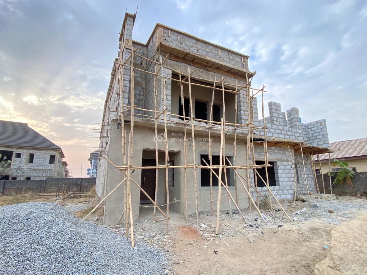 Carcass 4-bedroom Terrace with Bq, Aco Estate . Airport Road, Lugbe District, Abuja, Terraced Duplex for Sale