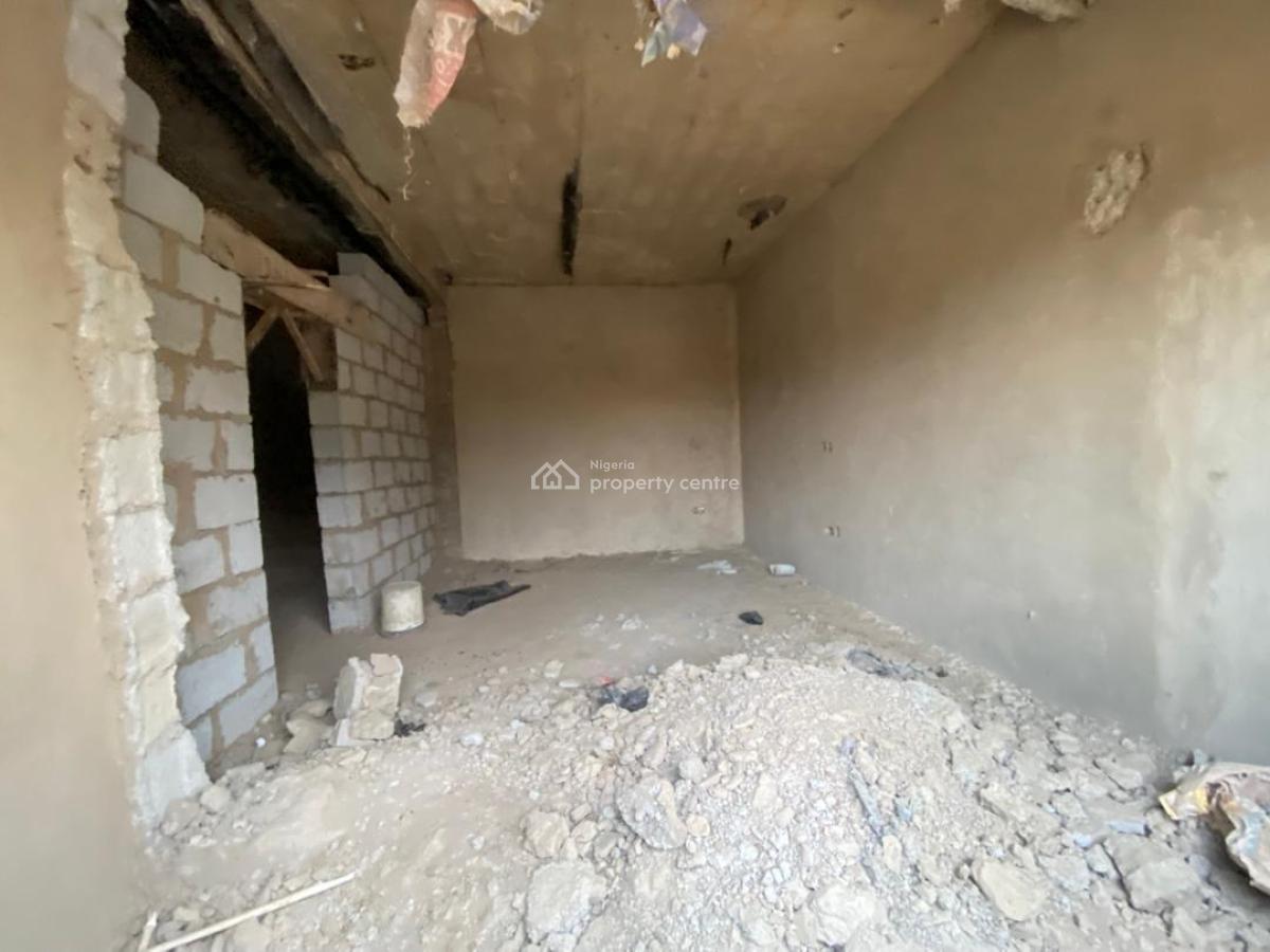 Carcass 4-bedroom Terrace with Bq, Aco Estate . Airport Road, Lugbe District, Abuja, Terraced Duplex for Sale