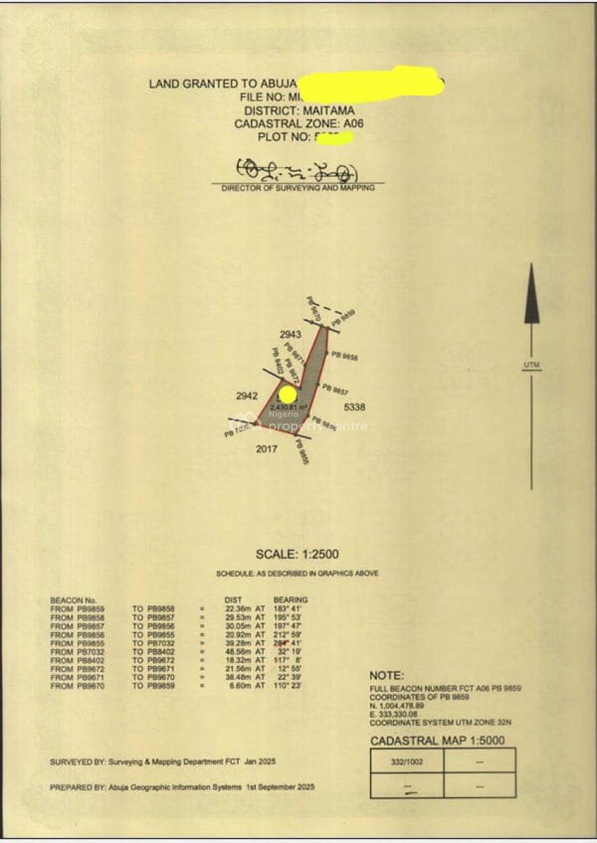 2,430.81sqm of Residential Land with C of O Handy, Maitama District, Abuja, Residential Land for Sale
