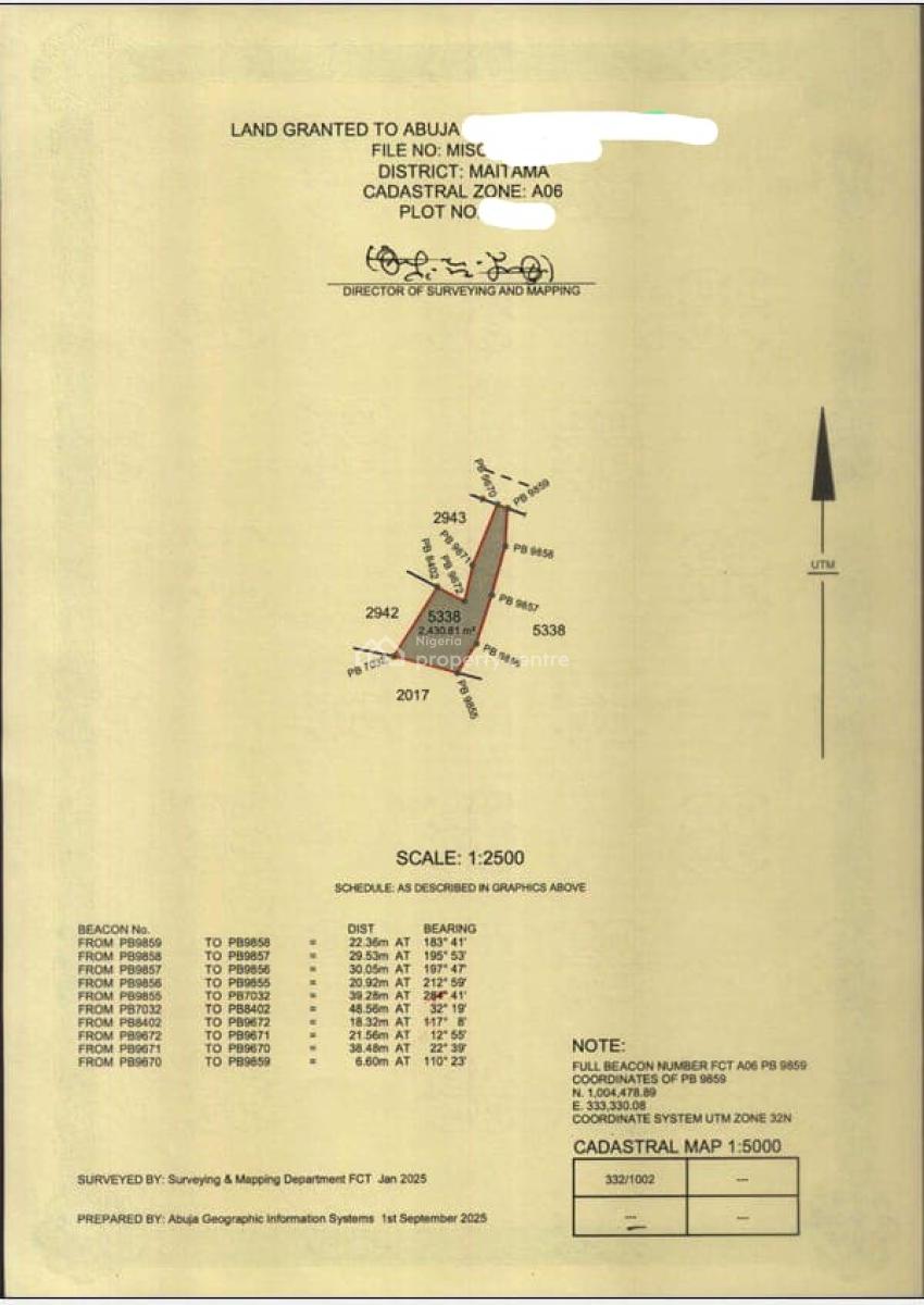 2,430.81sqm of Residential Land with C of O, Maitama District, Abuja, Residential Land for Sale