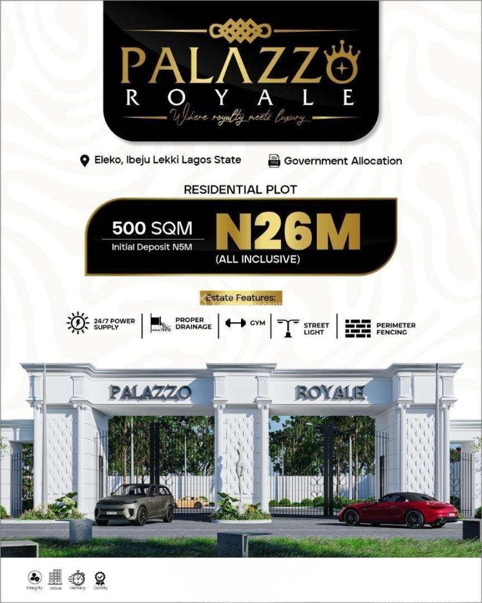 Premium Plots of Land in an Elite Gated Estate, Palazzo Royale, Behind Pan Atlantic University, Eleko, Ibeju Lekki, Lagos, Residential Land for Sale