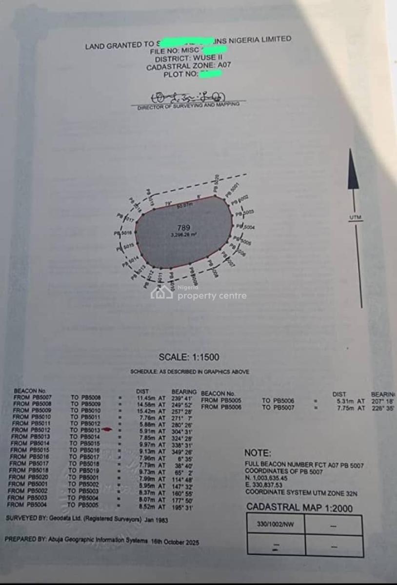 3296sqm of Residential Land with C of O, Off Amino Kano Crescent, Wuse 2, Abuja, Residential Land for Sale