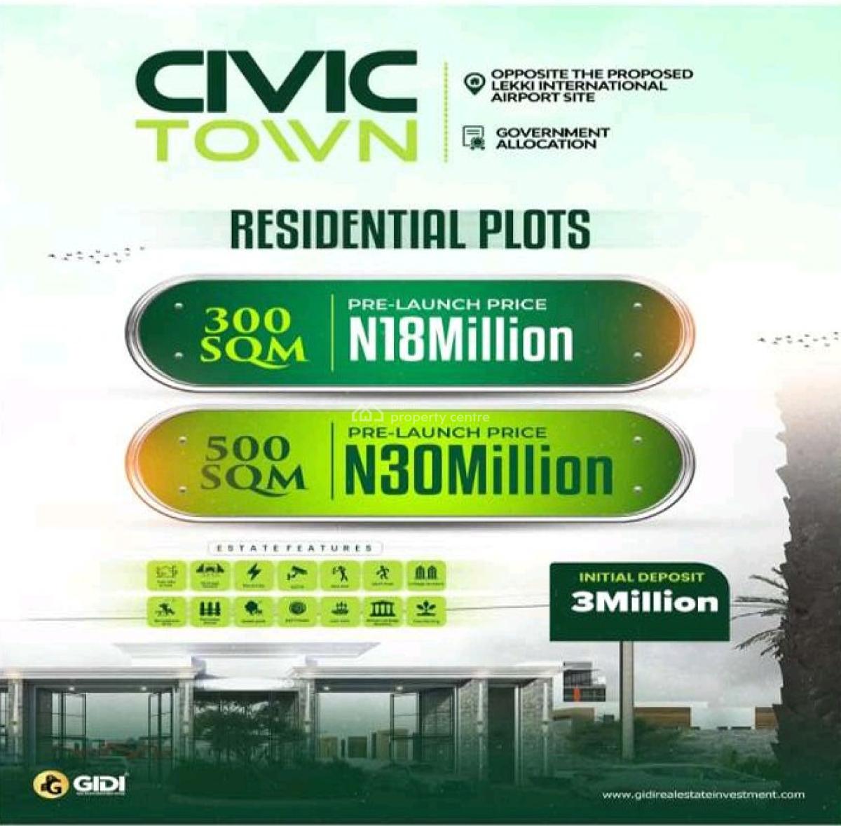 Premium Plots of Land in a Smart and Secure Estate, Civic Town / Opposite Proposed Lekki International Airport, Ibeju Lekki, Lagos, Mixed-use Land for Sale
