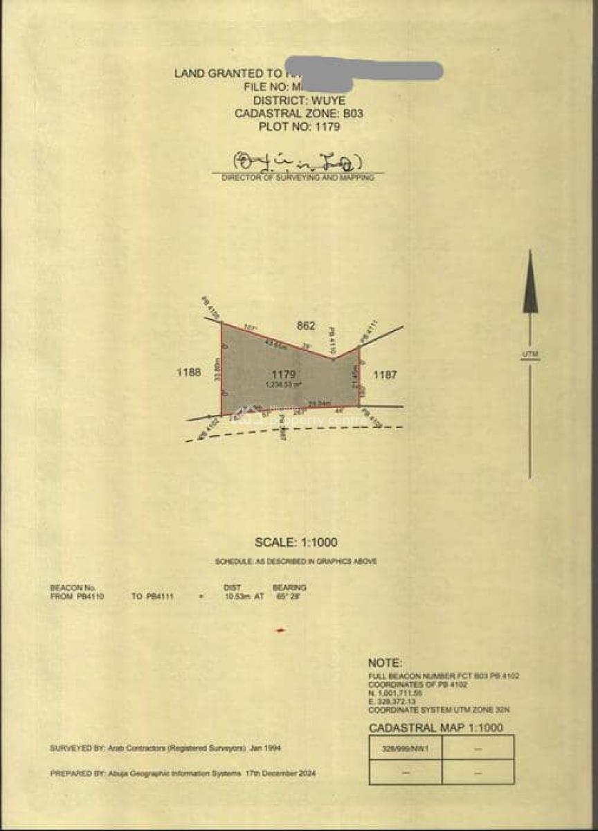 1,234.53m² of Land on a Tarred Road with C of O & Building Approval, Wuye, Wuye, Abuja, Residential Land for Sale