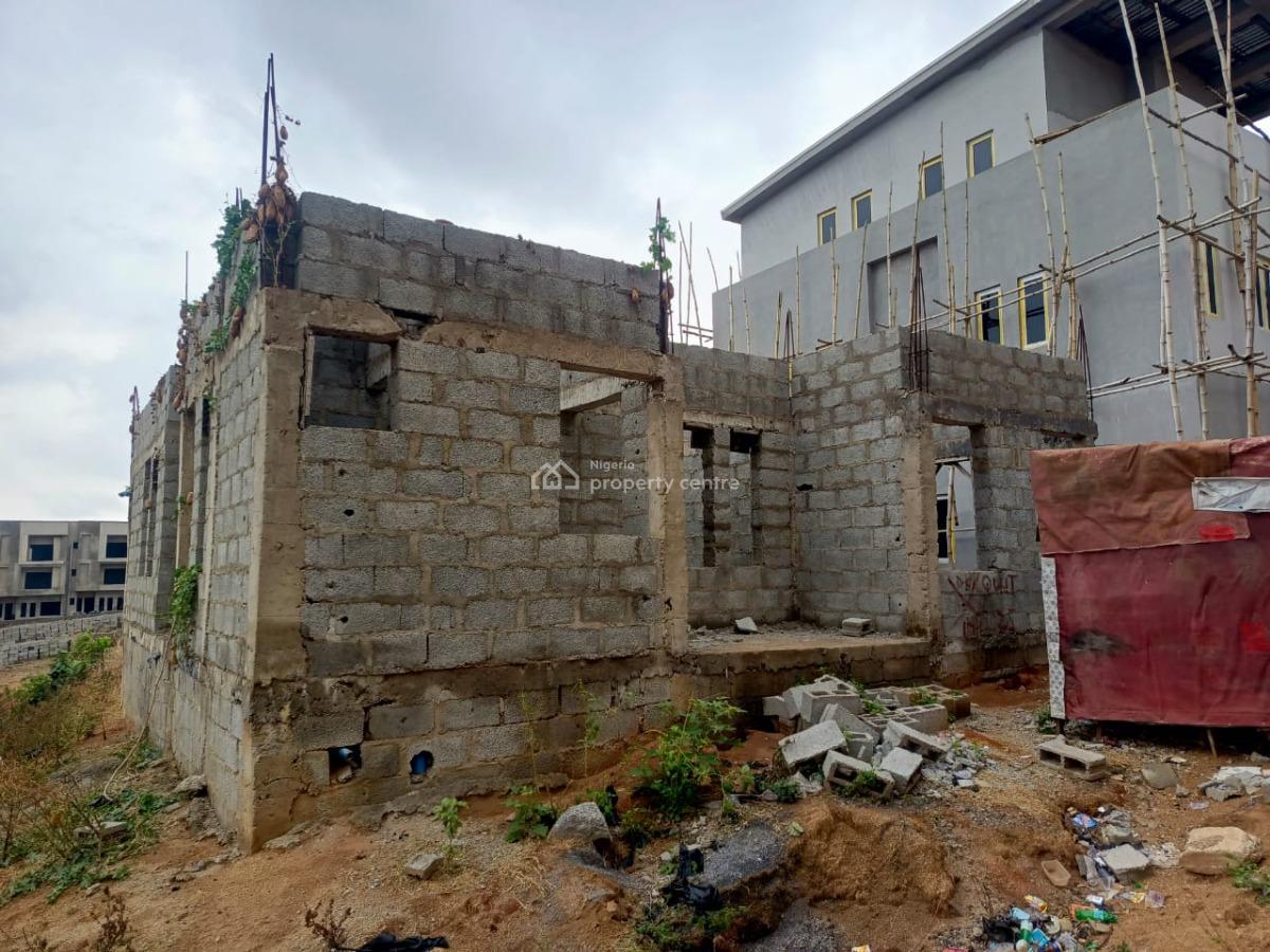 Carcass Contemporary 4-bedroom Terraced Duplex with Attached Bq, Katampe Extension, Katampe, Abuja, Terraced Duplex for Sale