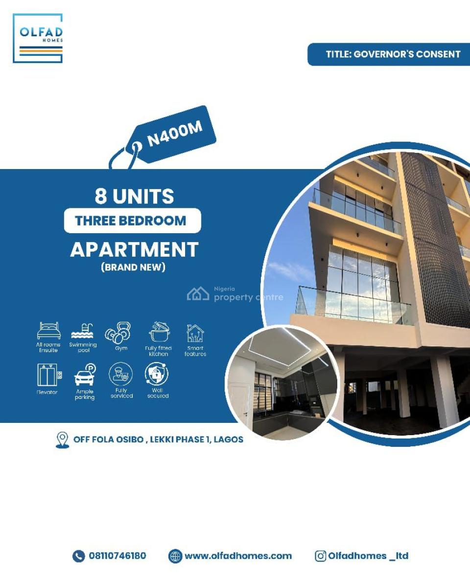 8 Units of 3 Bedroom Apartment, Off Fola Osibo, Lekki Phase 1, Lekki, Lagos, Flat / Apartment for Sale