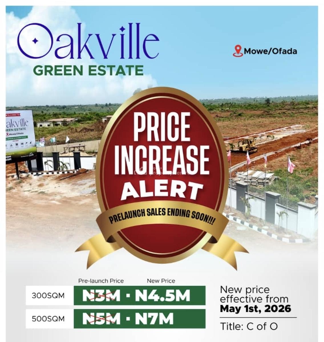 Own an Affordable C of O Land at Mowe Ofada, Currently Selling at a Prelaunch Price, Mowe Ofada, Ogun, Residential Land for Sale