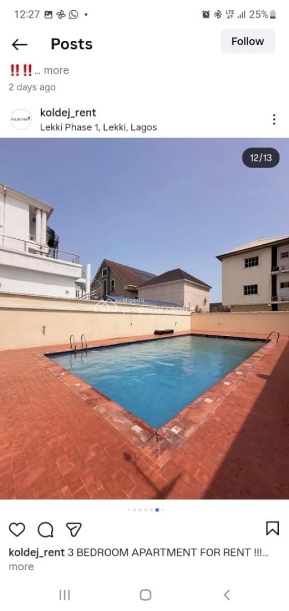 3 Bedroom Apartment with Bq, Admiralty Way, Lekki Phase 1, Lekki, Lagos, Flat / Apartment for Rent