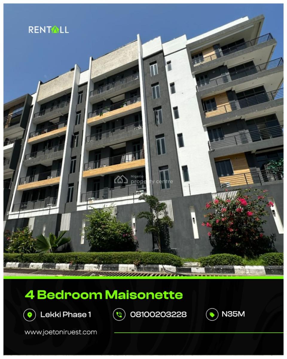Newly Built 4-bedroom Maisonette with Bq, Lekki Phase 1, Lekki, Lagos, House for Rent