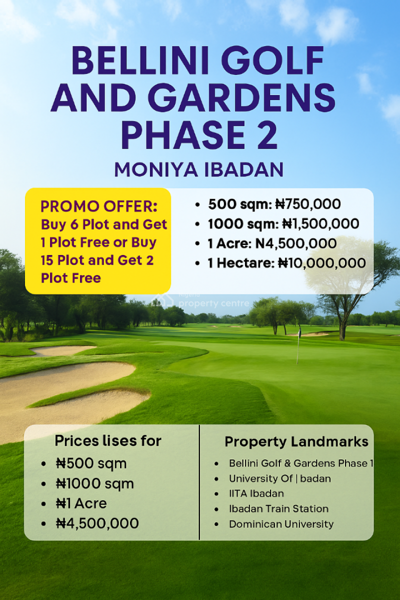 Plots of Land in a Serene Golf & Gardens Estate, Bellini Golf and Gardens Phase 2, Moniya, Ibadan, Oyo, Mixed-use Land for Sale