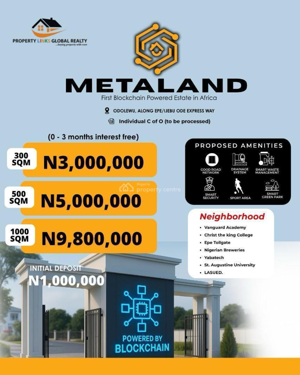 Land with Individual C of O Along The Expressway, Metaland Estate, Odolewu, Epe, Lagos, Residential Land for Sale