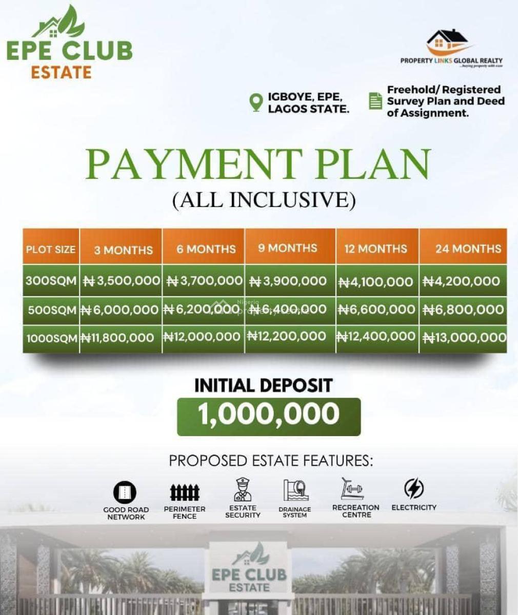 Dry Land with Modern Infrastructure, Epe Club Estate, Igboye, Epe, Lagos, Residential Land for Sale