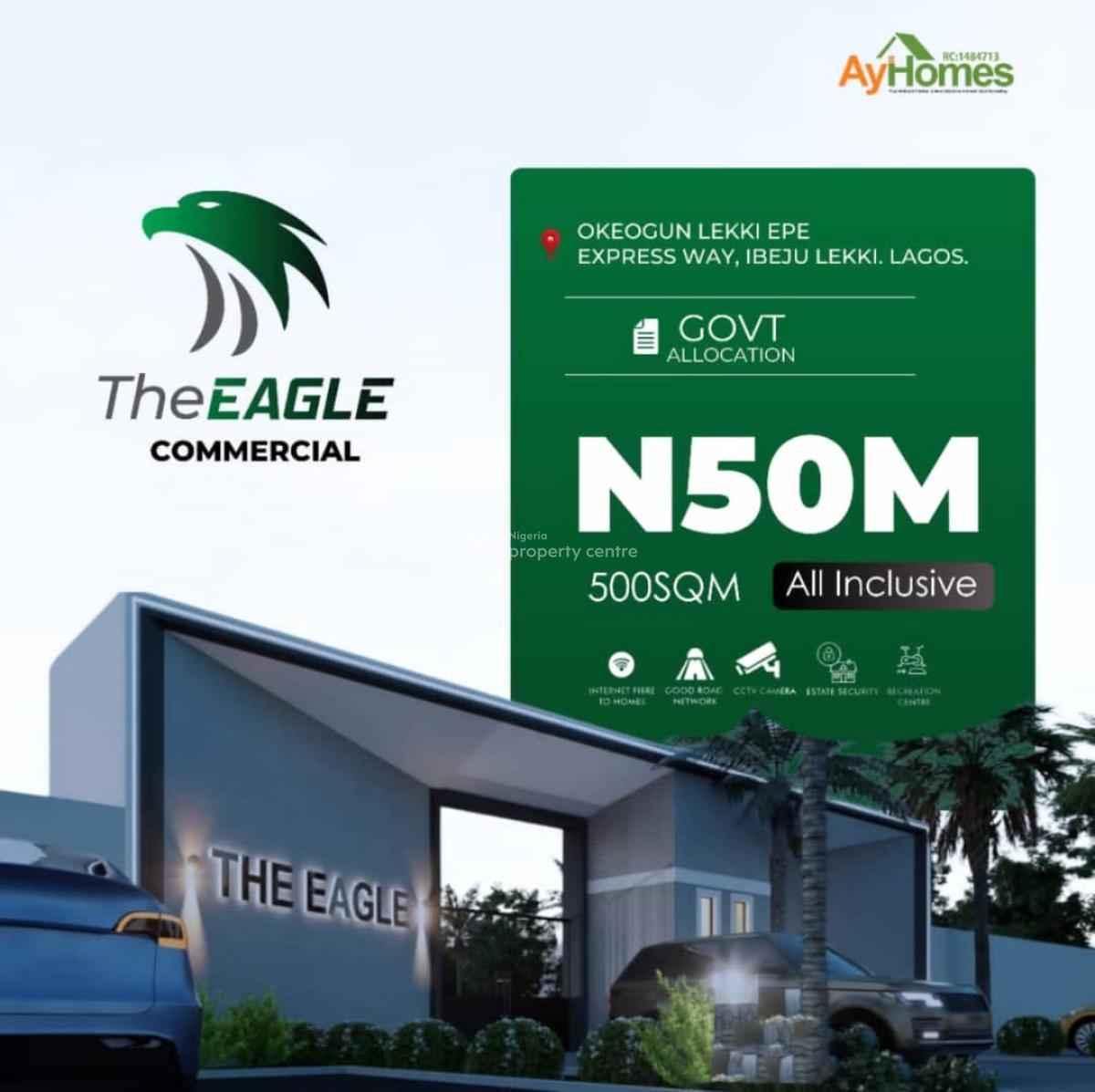Buy and Build Land with Cctv Surveillance and Free Documentation, The Eagle Commercial Okeogun, Lekki-epe Expressway,, Ibeju Lekki, Lagos, Mixed-use Land for Sale