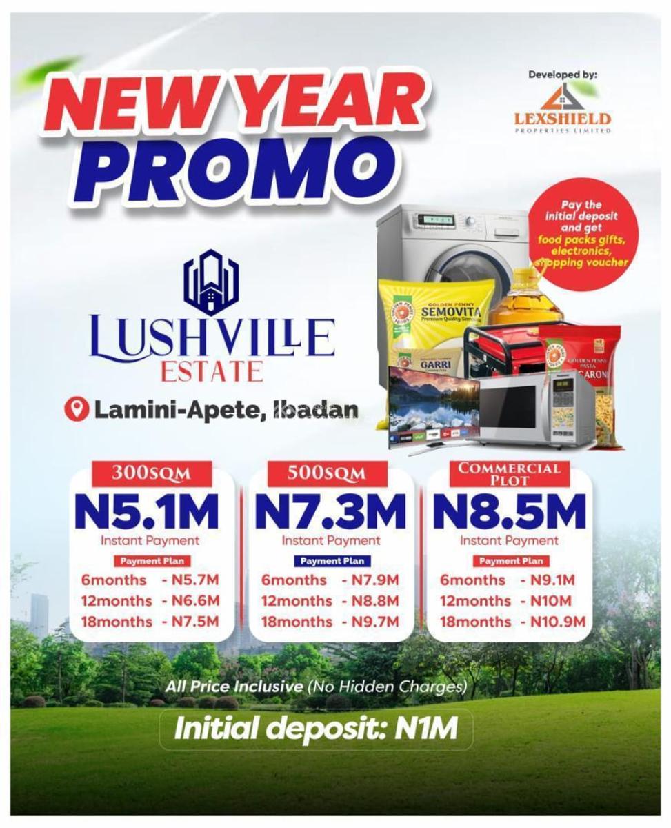 Buy and Build Land with Registered Survey Plan, Lushville Estate,lamini Apete, Ibadan, Oyo, Residential Land for Sale