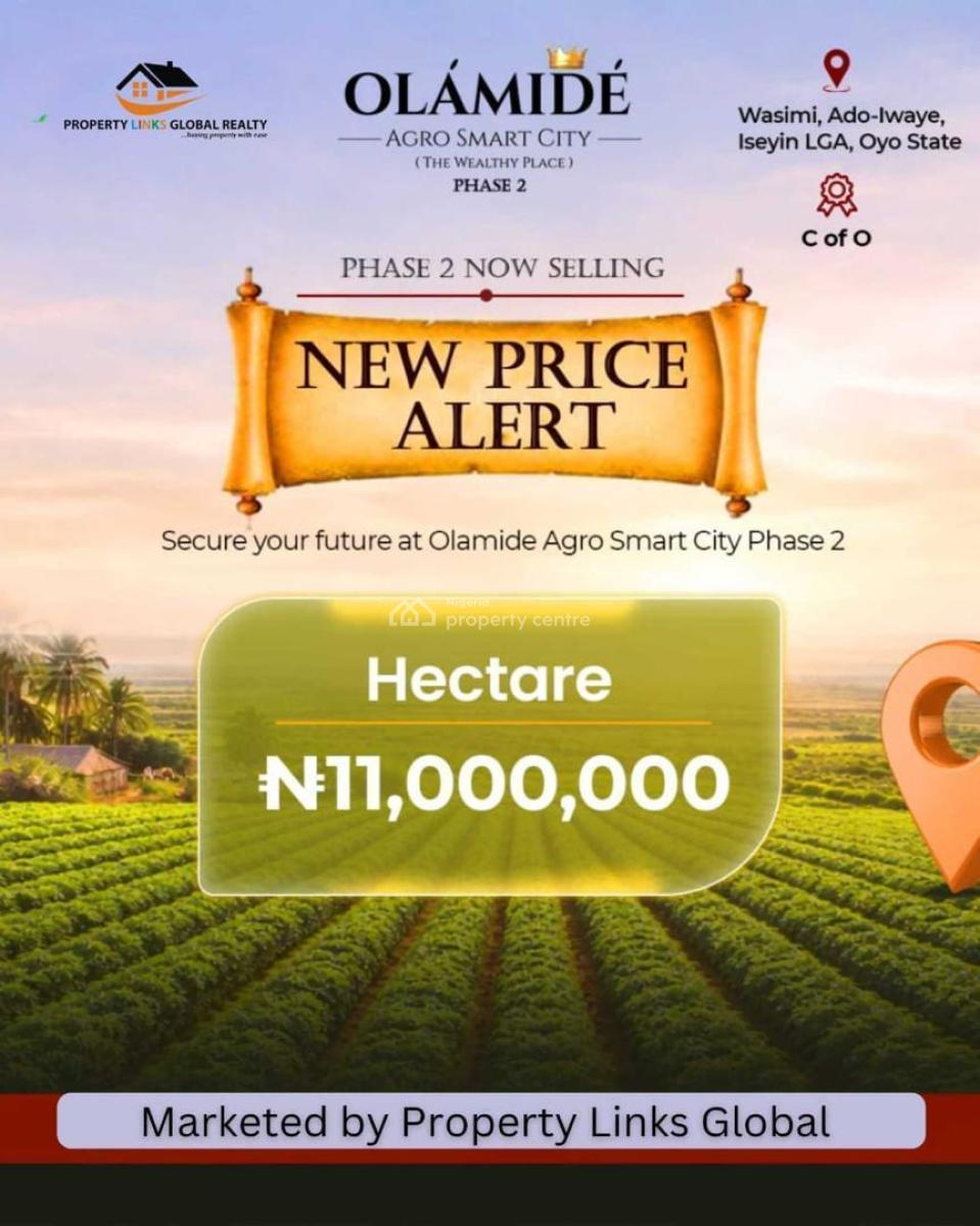 Farmland with Certificate of Occupancy ( C of O), Olamide Agro Smart City Located at Wasimi Ado Iwaye Iseyin Lga, Ibadan, Oyo, Commercial Land for Sale
