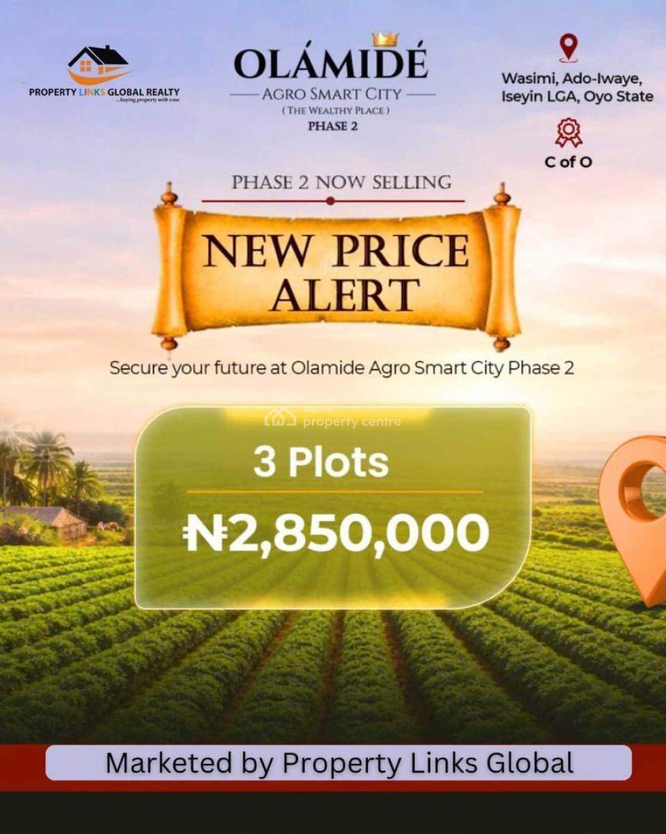 Farmland with Certificate of Occupancy ( C of O), Olamide Agro Smart City Located at Wasimi Ado Iwaye Iseyin Lga, Ibadan, Oyo, Commercial Land for Sale