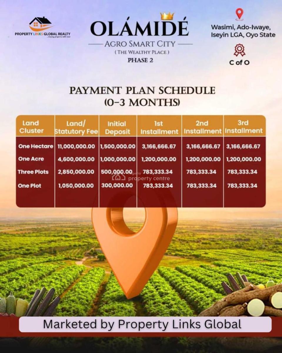 Farmland with Certificate of Occupancy ( C of O), Olamide Agro Smart City Located at Wasimi Ado Iwaye Iseyin Lga, Ibadan, Oyo, Commercial Land for Sale