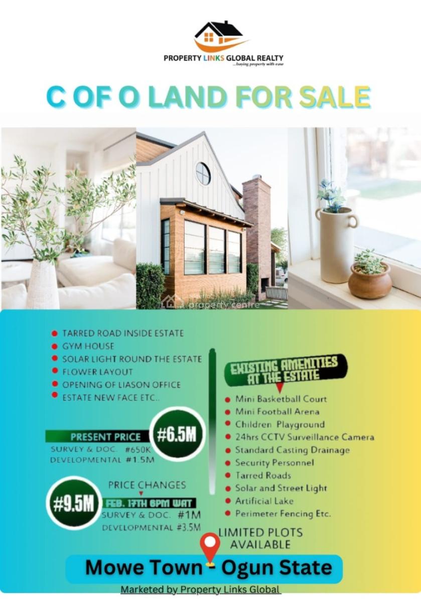 Buy and Build Land with C of O Anperimeter Fencing, Standard Drainage, Stellar Court Estate in, Mowe Town, Ogun, Mixed-use Land for Sale