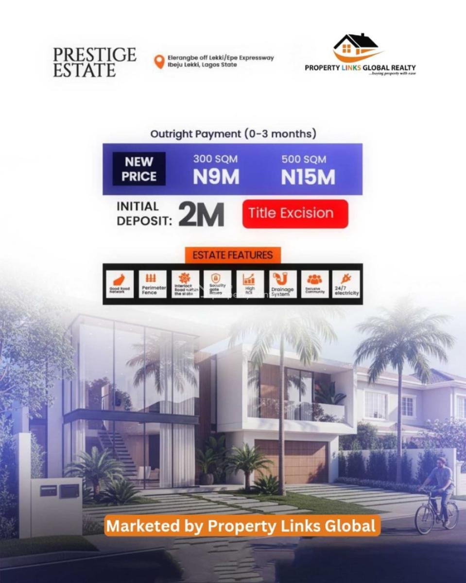 Land with Excision in Serene Environment, Prestige Estate Off Lekki Epe Expressway, Elerangbe,, Ibeju Lekki, Lagos, Residential Land for Sale