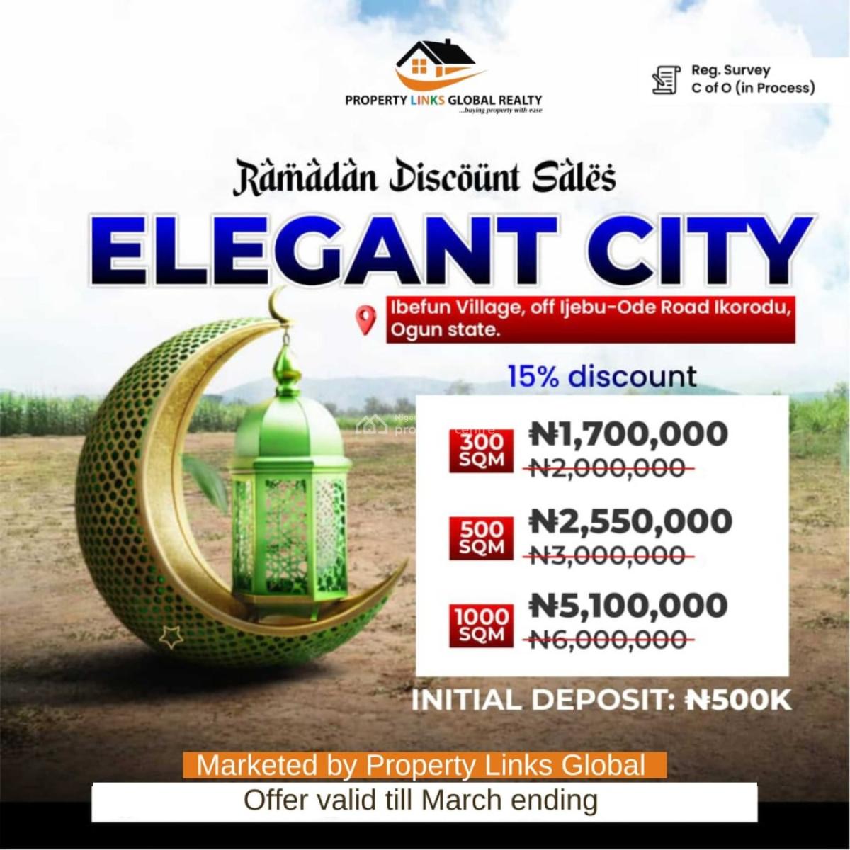 Ramadan Promo on Our Estate in Ibefun, Elegant City Ibefun, Off Ijebu-ode/ikorodu Road, Ogun State., Km 46, Ogun, Residential Land for Sale