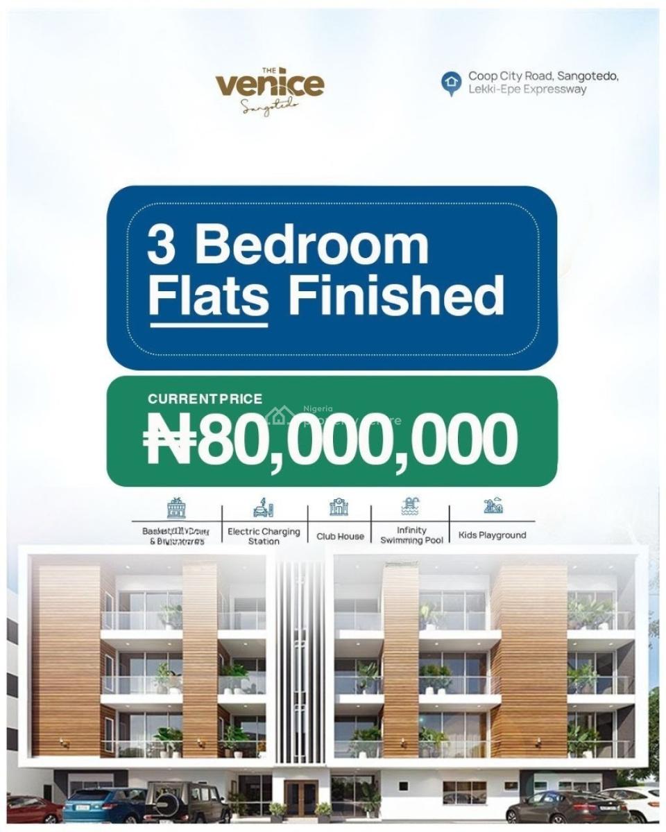 Luxury Finished Flats and Terrace with Excellent Facilities, The Venice, Sangotedo, Ajah, Lagos, Block of Flats for Sale