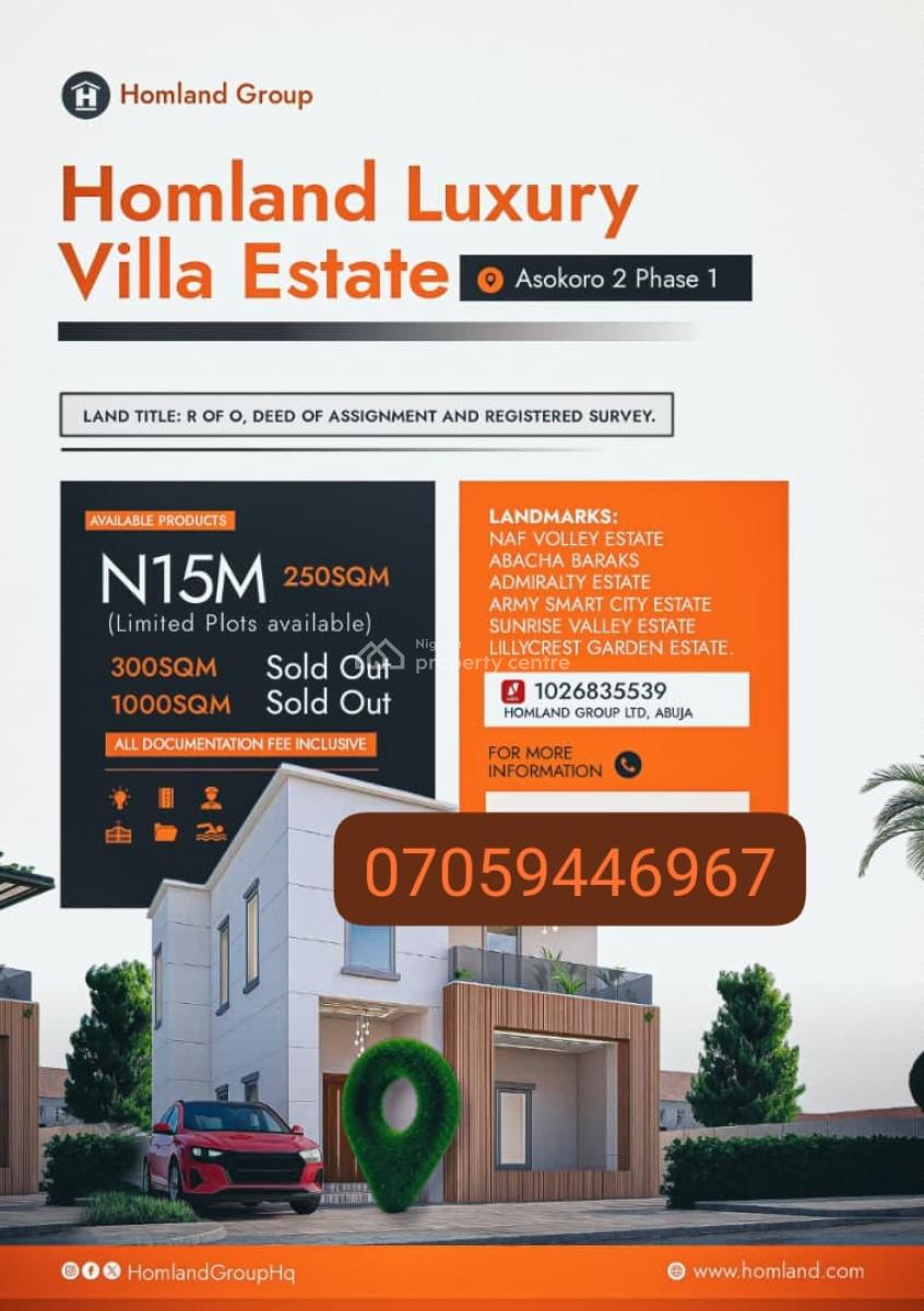 Plots of Affordable Land in Abuja, Close to Admiralty Estate Abuja, Asokoro District, Abuja, Residential Land for Sale