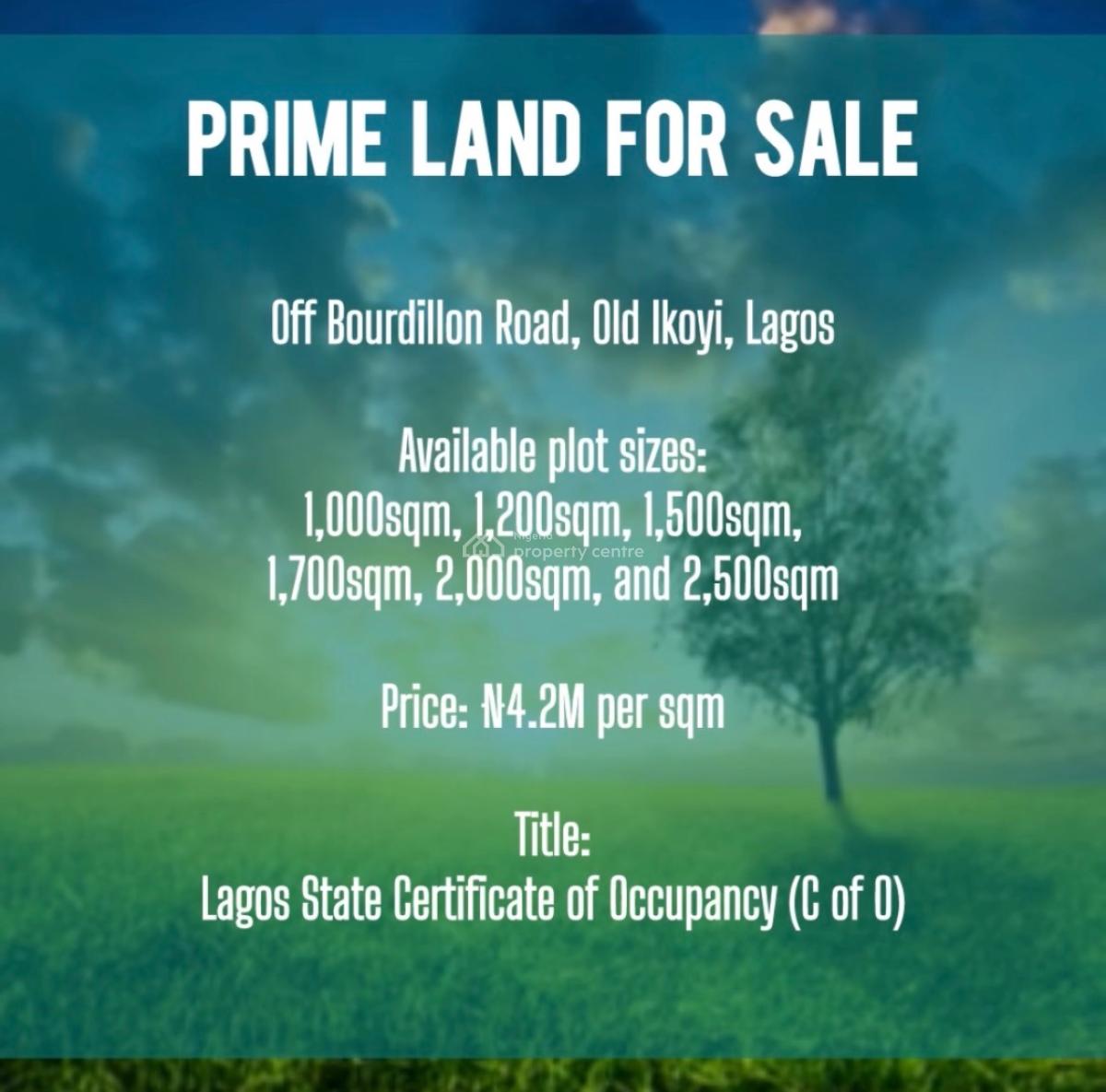 Prime Plots of Land, Off Bourdillon, Old Ikoyi, Ikoyi, Lagos, Mixed-use Land for Sale
