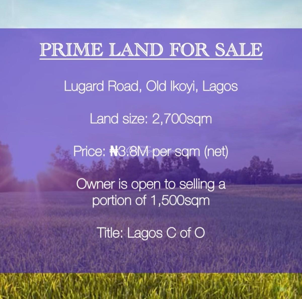 Prime Plot in Prime Location, Lugard Avenue, Old Ikoyi, Ikoyi, Lagos, Mixed-use Land for Sale