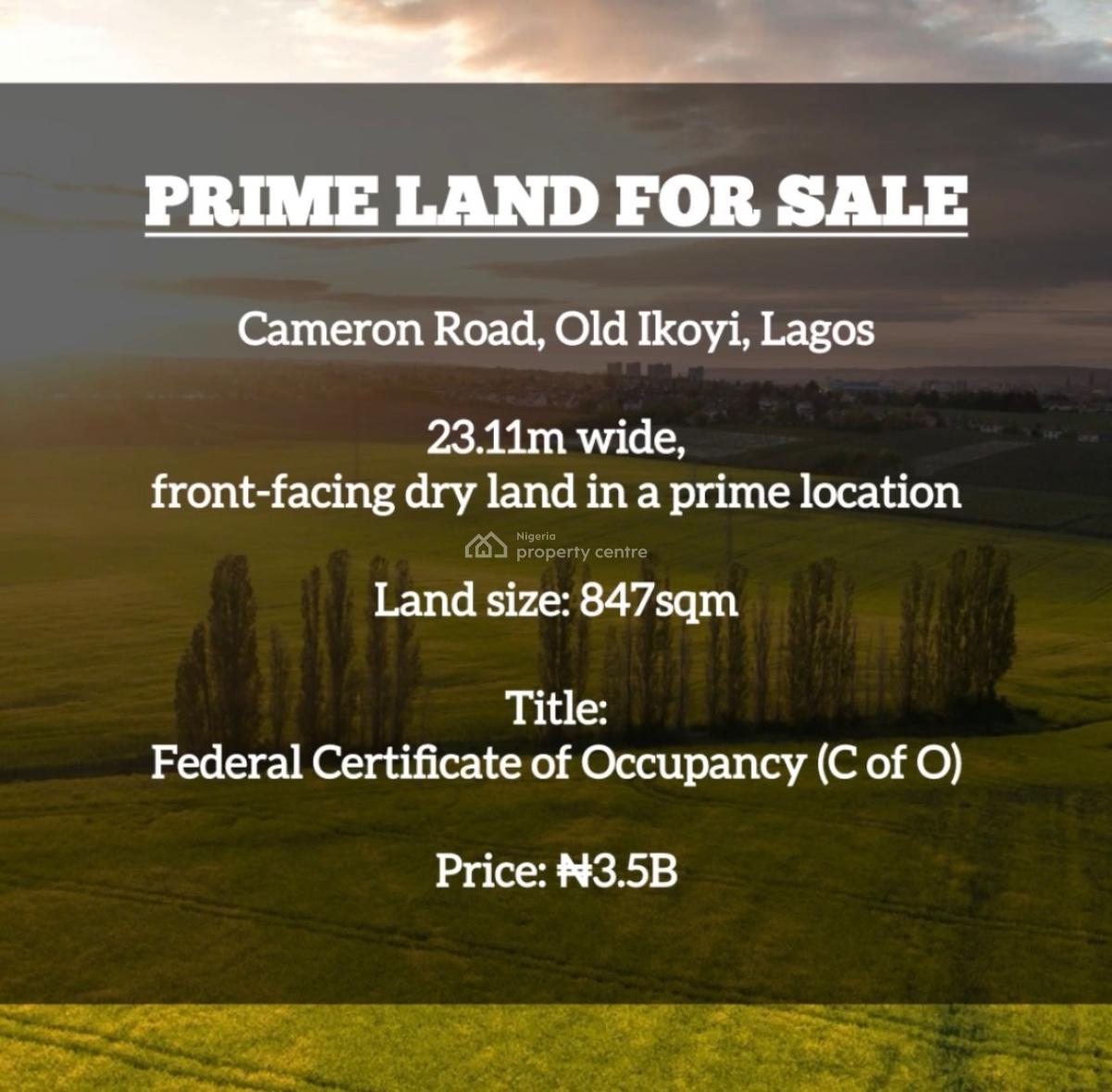 Prime Land Prime Location, Cameron Drive, Old Ikoyi, Ikoyi, Lagos, Mixed-use Land for Sale