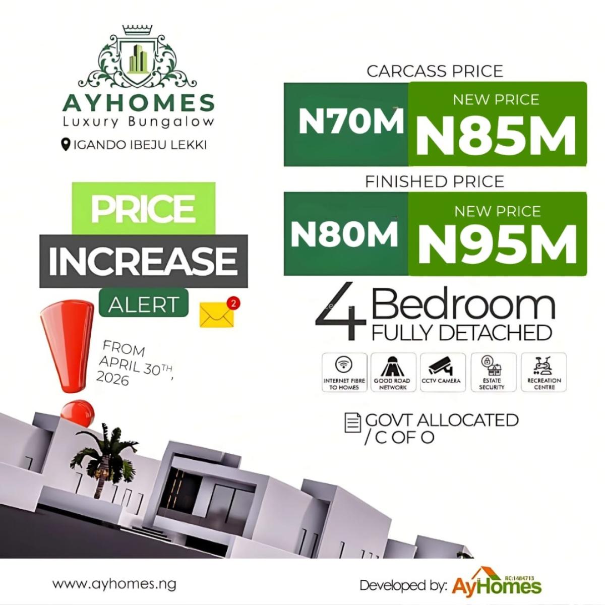 Bedroom Fully Detached Bungalows, Ayhomes Luxury Bungalows, Igando, Ibeju Lekki, Lagos, Detached Bungalow for Sale