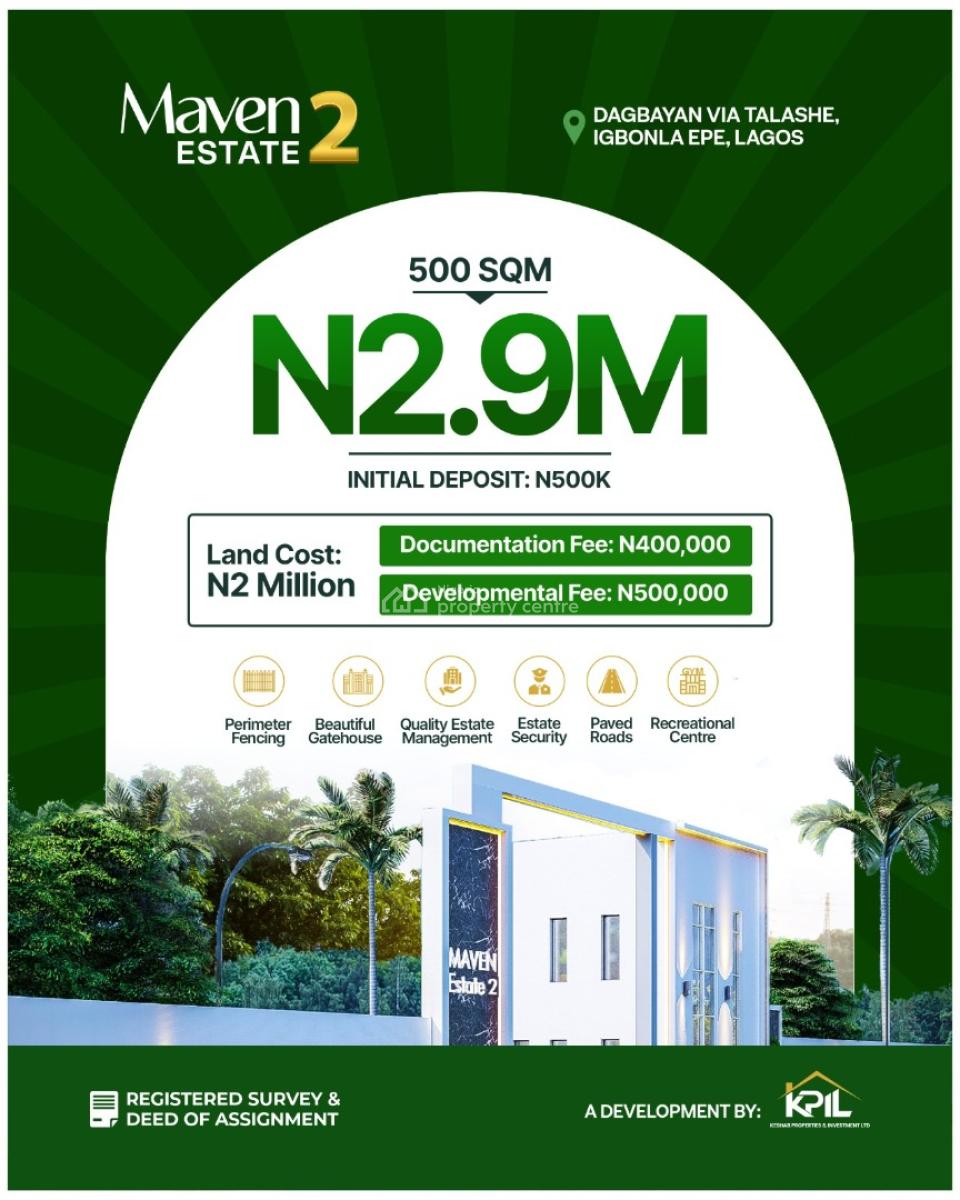 Land in a Peaceful Serenity and Instant Allocation, Maven Estate Phase 2,for Sale Dagbayan Via Talashe Igbonla, Epe, Lagos, Mixed-use Land for Sale