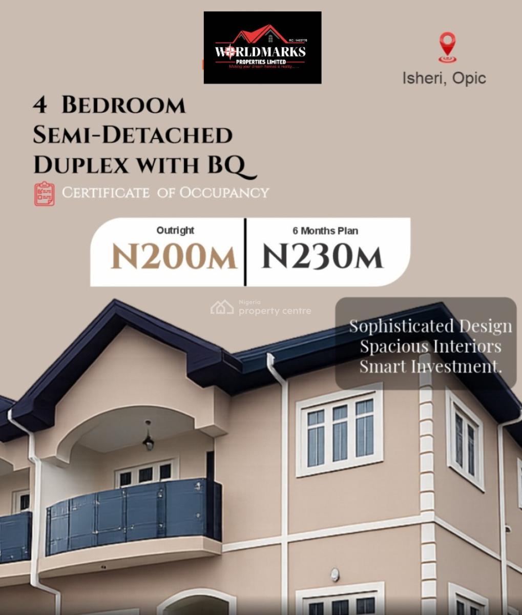 4 Bedroom Semi-detached Duplex House with Bq, Lagos Extension, Opic, Isheri North, Ogun, Semi-detached Duplex for Sale