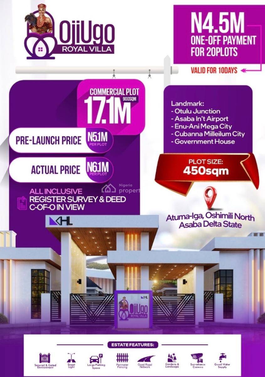 Affordable and Verified Dry Land, Ojiugo Estate Located Atuma-iga Close to Otulu Junction, Oshimili North, Delta, Mixed-use Land for Sale