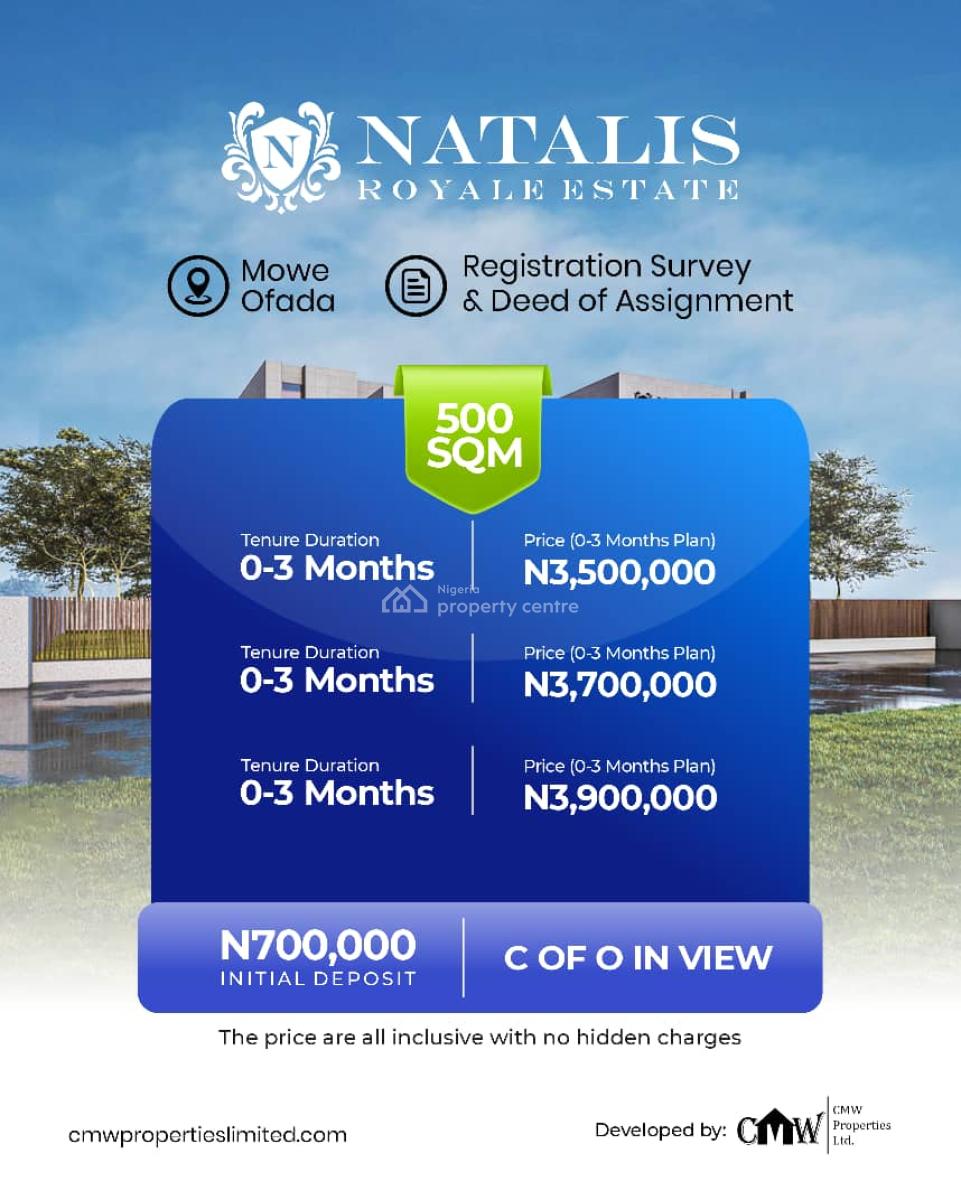 Secured Land with Deed of Assignment, Natalis Royale Estate, Mowe Ofada, Ogun, Residential Land for Sale