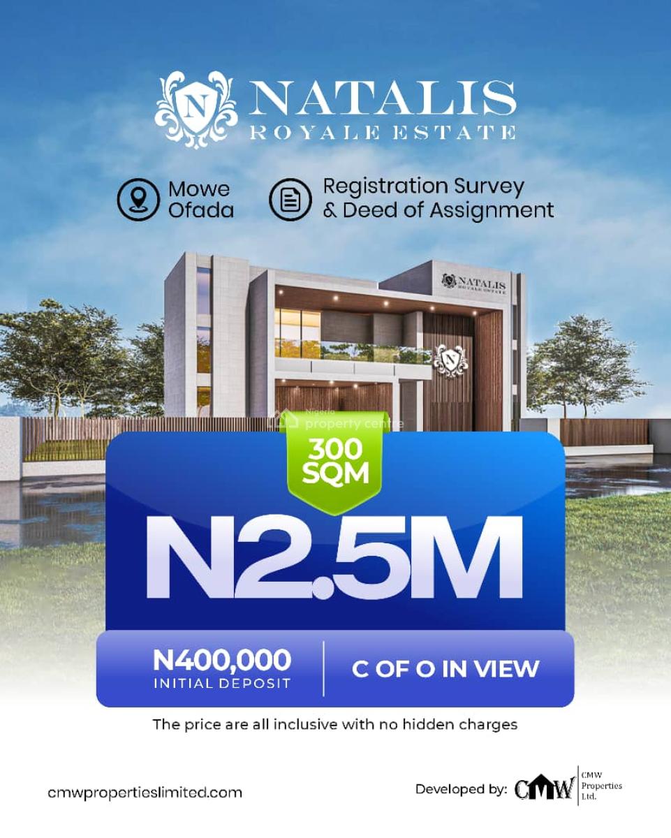 Secured Land with Deed of Assignment, Natalis Royale Estate, Mowe Ofada, Ogun, Residential Land for Sale