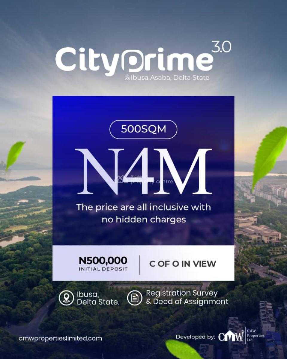 Land with Perimeter Fencing and Good Roads, City Prime Estate Located at Ibusa, Asaba, Delta, Residential Land for Sale