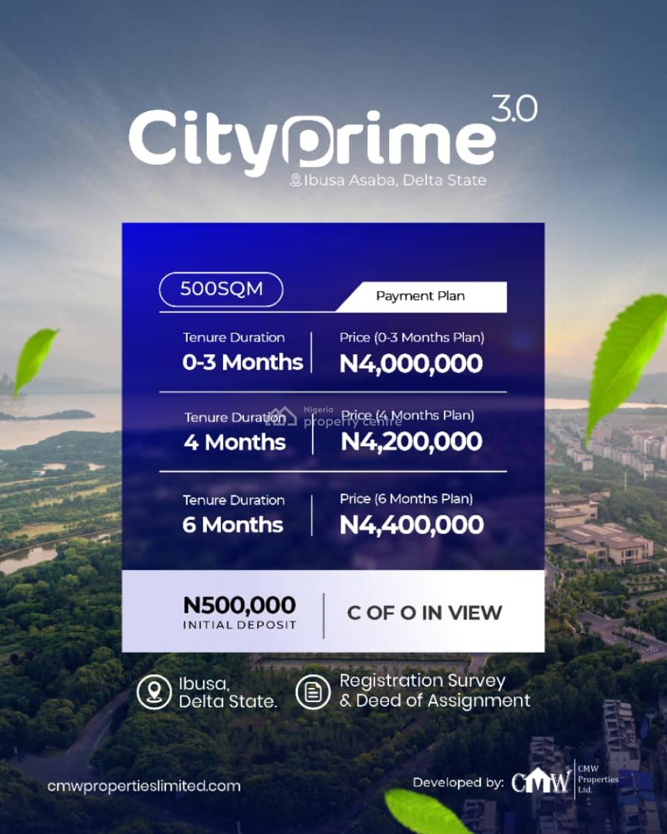 Land with Perimeter Fencing and Good Roads, City Prime Estate Located at Ibusa, Asaba, Delta, Residential Land for Sale