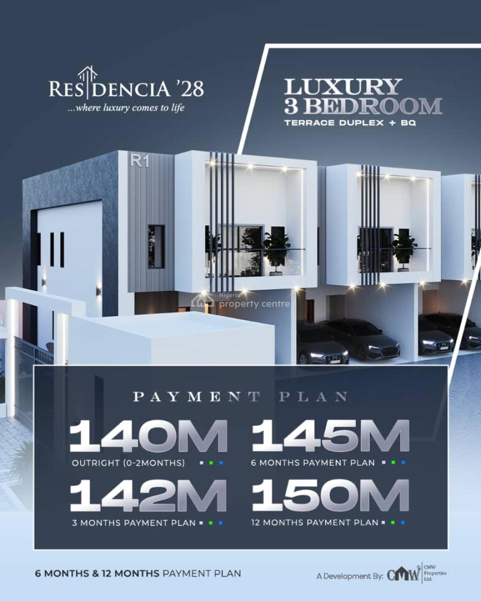 Luxury 3 Bedroom Terraced Duplex + Bq with Government Allocation, Residencia 28 Located at Lekki Scheme 2, Ajah, Lagos, Terraced Duplex for Sale