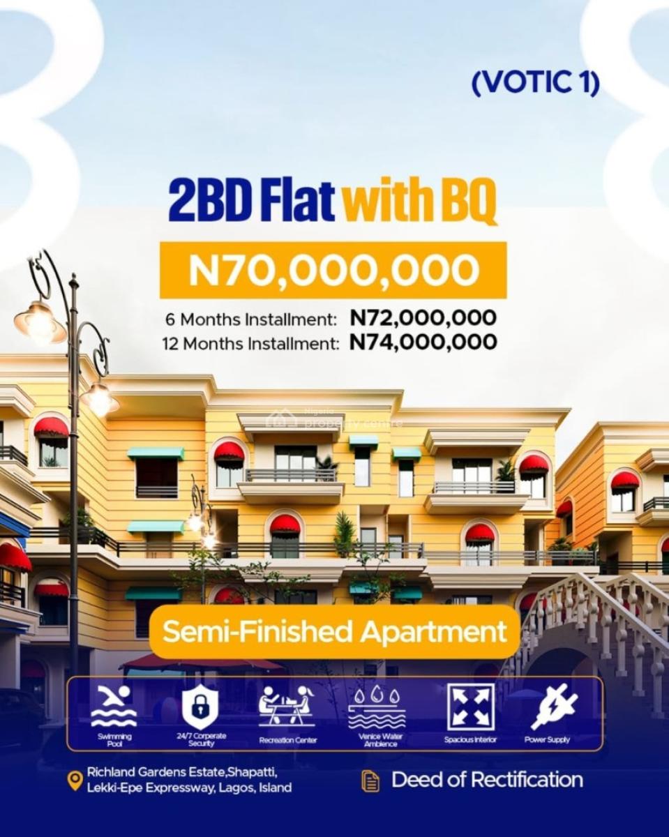 Luxury 3 Bedroom Maisonettes with Bq and Lift, Votic 1 ( Venice of The Island Court 1) / Richland Gardens Estate, Lekki Expressway, Lekki, Lagos, House for Sale
