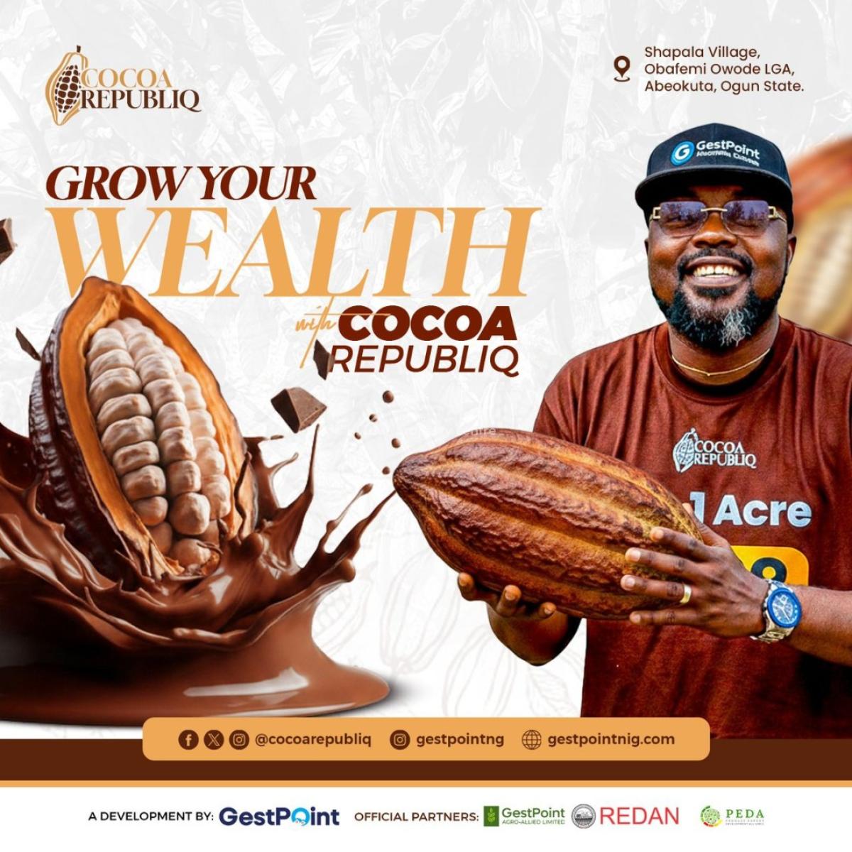 Cocoa Farm Investment -- Own  Acres of Cocoa Republiq, Shapala Village, Obafemi Owode, Ogun, Commercial Land for Sale