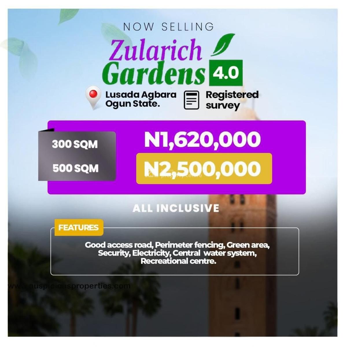 Affordable Residential Plots in a Serene Gated Estate, Zularich Gardens 4.0 / Lusada, Agbara, Ado-odo/ota, Ogun, Residential Land for Sale